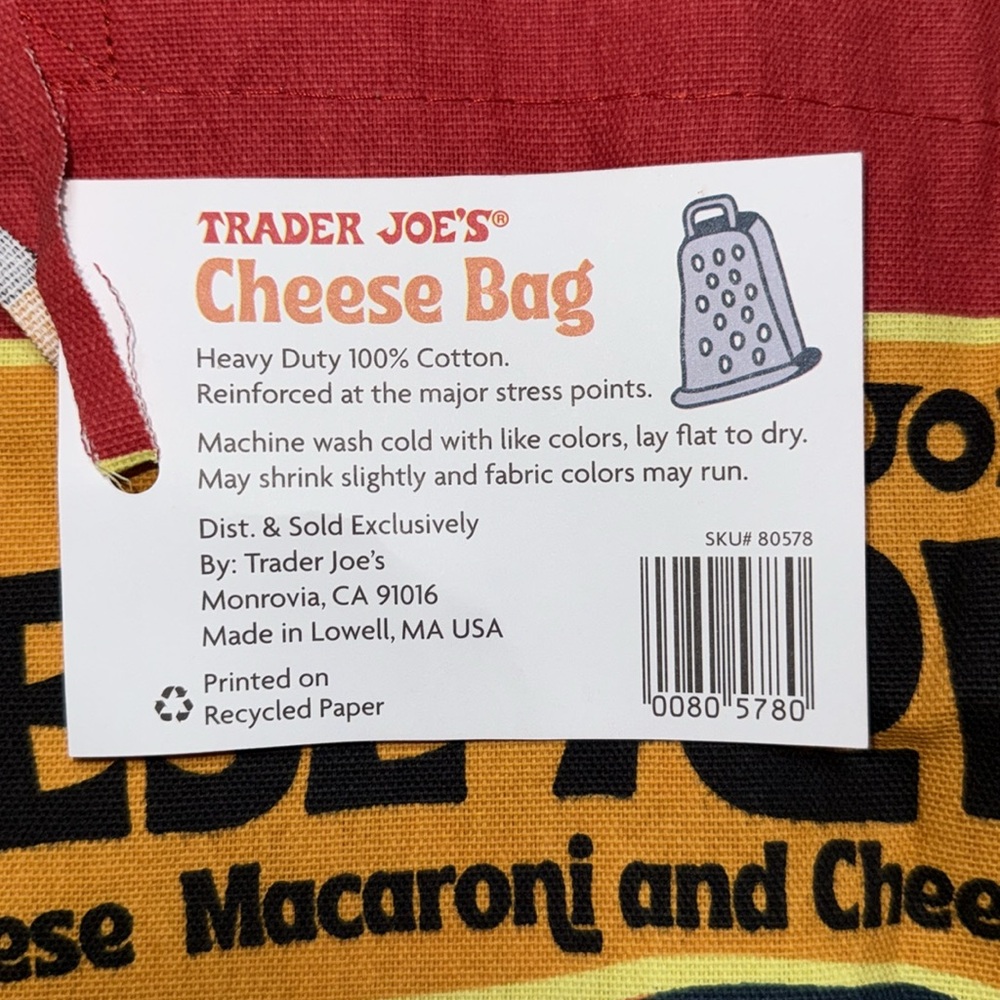 Trader Joe’s Red & Yellow Cheese Adventure Tote Bag Canvas Limited Edition Qty 2 - Picture 3 of 3